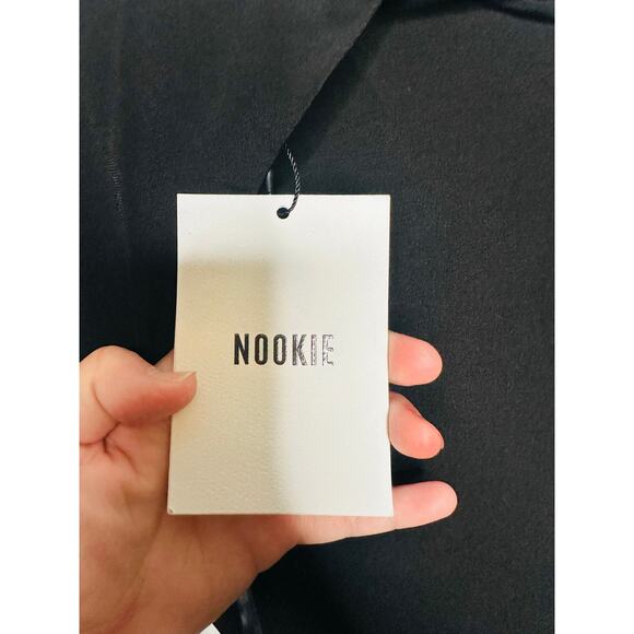 NWT NOOKIE Black Alba High Mock Neck Open Back Rose Gold Chain Midi Dress Size M - Picture 10 of 16